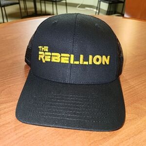 The Rebellion Hat - EMB90 Gold Stitching Trucker Mesh Snapback Hat Cap